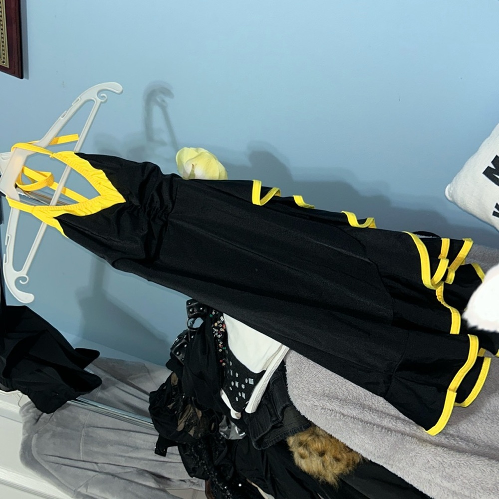 Black and yellow ruffles dance costume dress